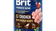 BRIT Premium By Nature, Pui și Inimi, conservă hrană umedă fără cereale câini, (pate), 800g