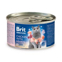 BRIT Premium By Nature, Pui și Inimi, conservă hrană umedă monoproteică fără cereale pisici, (pate), 200g - 1