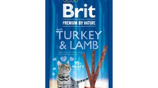 BRIT Premium By Nature, recompense fără cereale pisici, batoane, Curcan și Miel, 3buc