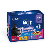 BRIT Premium Multipack Family Plate, 4 arome, pachet mixt, plic hrana umedă pisici, (în sos), 100g x 12 - 1