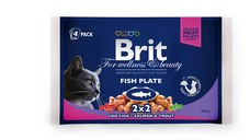 BRIT Premium Multipack Fish Plate, 2 arome, pachet mixt, plic hrană umedă pisici, (în sos), 100g x 4