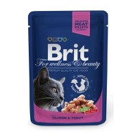 BRIT Premium, Somon și Păstrăv, plic hrană umedă pisici, (în sos), 100g - 1