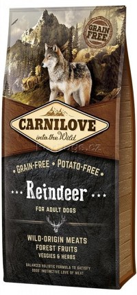 CARNILOVE Adult S-XL, Ren, hrană uscată fără cereale câini, 12kg - 1