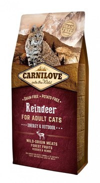 CARNILOVE Energy & Outdoor, Ren, hrană uscată fără cereale pisici de exterior și activitate intensă, 2kg - 1