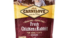 CARNILOVE Fresh Gourmand, Pui și Iepure, hrană uscată fără cereale pisici, apetit capricios, 400g