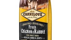 CARNILOVE Fresh Muscles, Bones & Joints S-XL, Pui și Iepure, hrană uscată fără cereale câini, sensibilitați articulare, 12kg