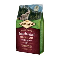 CARNILOVE Hairball Control, Rață și Fazan, hrană uscată fără cereale pisici, limitarea ghemurilor de blană, 2kg - 1