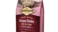 CARNILOVE Healthy Growth Kitten, Somon și Curcan, hrană uscată fără cereale pisici junior, 2kg