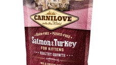 CARNILOVE Healthy Growth Kitten, Somon și Curcan, hrană uscată fără cereale pisici junior, 400g