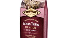 CARNILOVE Healthy Growth Kitten, Somon și Curcan, hrană uscată fără cereale pisici junior, 6kg