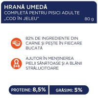 CLUB 4 PAWS Premium, Cod, hrană umedă pisici, (în aspic) CLUB 4 PAWS Premium, Cod, plic hrană umedă pisici, (în aspic), 80g - 3