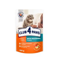 CLUB 4 PAWS Premium, Macrou, hrană umedă pisici, (în sos) CLUB 4 PAWS Premium, Macrou, plic hrană umedă pisici, (în sos), 100g - 1