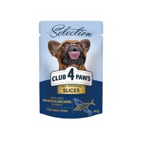 CLUB 4 PAWS Premium Plus Selection, XS-S, Somon și Macrou, plic hrană umedă câini, (în sos), 85g - 1