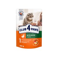 CLUB 4 PAWS Premium, Rață, hrană umedă pisici, (în sos) CLUB 4 PAWS Premium, Rață, plic hrană umedă pisici, (în sos), 100g - 1