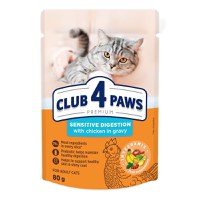 CLUB 4 PAWS Premium Sensitive Digestion, Pui, plic hrană umedă pisici, sistem digestiv, (în sos), 80g - 1