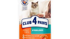 CLUB 4 PAWS Premium Sterilised, Pui, hrană umedă pisici sterilizate CLUB 4 PAWS Premium Sterilised, Pui, plic hrană umedă pisici sterilizate, 80g