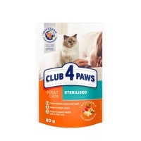 CLUB 4 PAWS Premium Sterilised, Pui, hrană umedă pisici sterilizate CLUB 4 PAWS Premium Sterilised, Pui, plic hrană umedă pisici sterilizate, 80g - 1