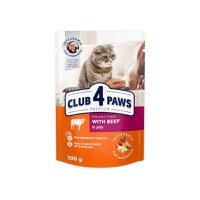 CLUB 4 PAWS Premium, Vită, hrană umedă pisici, Vită, (în aspic) CLUB 4 PAWS Premium, Vită, plic hrană umedă pisici, (în aspic), 100g - 1