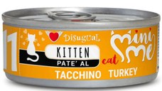 DISUGUAL Mini Me Kitten, Curcan, conservă hrană umedă fără cereale pisici junior, (pate), 85g