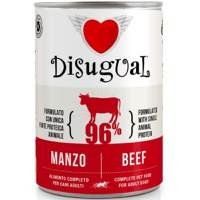 DISUGUAL Monoprotein, XS-XL, Vită, conservă hrană umedă monoproteică fără cereale câini, (pate), 400g - 1