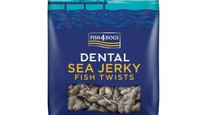 FISH4DOGS Dental Sea Jerky Fish Twists, XS-XL, Pește, punguță recompense fără cereale câini, deshidratat, 100g