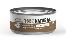 FRESH FARM Mousse, Vită, conservă hrană umedă fără cereale pisici, (pate), 85g