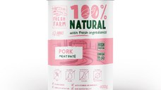 FRESH FARM Smooth, XS-XL, Porc, conservă hrană umedă câini, (pate), 400g