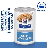 HILL'S Prescription Diet Derm Complete, dietă veterinară câini, conservă hrană umedă, piele & blana, (în sos), 370g - 1