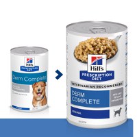 HILL'S Prescription Diet Derm Complete, dietă veterinară câini, conservă hrană umedă, piele & blana, (în sos), 370g - 6