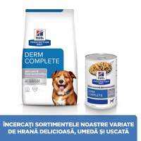 HILL'S Prescription Diet Derm Complete, dietă veterinară câini, conservă hrană umedă, piele & blana, (în sos), 370g - 14