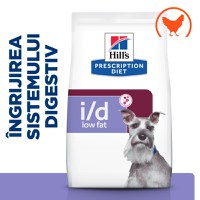 HILL'S Prescription Diet i/d Digestive Care Low Fat, Pui, dietă veterinară câini, hrană uscată, sensibilități digestive HILL'S Prescription Diet i/d Digestive Care Low Fat, Pui, dietă veterinară câini, hrană uscată, sistem digestiv, 1.5kg - 3