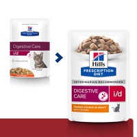 HILL'S Prescription Diet i/d Sensitive Digestive Care, Pui, dietă veterinară pisici, plic hrană umedă, sistem digestiv, 85g x 12buc - 1