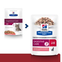 HILL'S Prescription Diet i/d Sensitive Digestive Care, Somon, dietă veterinară pisici, plic hrană umedă, sistem digestiv, 85g x 12buc - 1