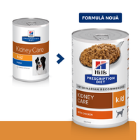 HILL'S Prescription Diet k/d Kidney Care, Pui, dietă veterinară câini, conservă hrană umedă, sistem renal, (în sos), 370g - 1