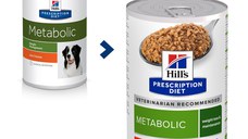 HILL'S Prescription Diet Metabolic, Pui, dietă veterinară câini, conservă hrană umedă, metabolism (obezitate si diabet), (în sos), 370g