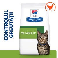 HILL'S Prescription Diet Metabolic, Pui, dietă veterinară pisici, hrană uscată, afecțiuni metabolice (obezitate) HILL'S Prescription Diet Metabolic, Pui, dietă veterinară pisici, hrană uscată, metabolism (obezitate si diabet), 3kg - 6