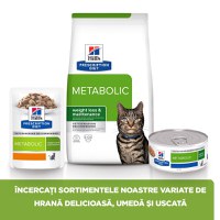 HILL'S Prescription Diet Metabolic, Pui, dietă veterinară pisici, hrană uscată, afecțiuni metabolice (obezitate) HILL'S Prescription Diet Metabolic, Pui, dietă veterinară pisici, hrană uscată, metabolism (obezitate si diabet), 3kg - 10