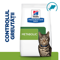 HILL'S Prescription Diet Metabolic, Ton, dietă veterinară, hrană uscată pisici, managementul greutății, 1.5kg - 5