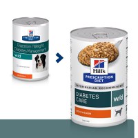 HILL'S Prescription Diet w/d Diabetes Care, Pui, dietă veterinară câini, conservă hrană umedă, metabolism (obezitate si diabet), 370g - 1