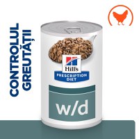 HILL'S Prescription Diet w/d Diabetes Care, Pui, dietă veterinară câini, conservă hrană umedă, metabolism (obezitate si diabet), 370g - 8