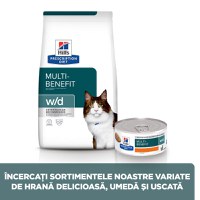 HILL'S Prescription Diet w/d Multi-Benefit, Pui, dietă veterinară pisici, hrană uscată, afecțiuni metabolice (diabet) HILL'S Prescription Diet w/d Multi-Benefit, Pui, dietă veterinară pisici, hrană uscată, metabolism (obezitate si diabet), 1.5kg - 5