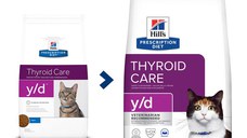 HILL'S Prescription Diet y/d Thyroid Care, dietă veterinară pisici, hrană uscată, afecțiuni tiroidiene HILL'S Prescription Diet y/d Thyroid Care, dietă veterinară pisici, hrană uscată, metabolism ( obezitate si diabet), 1.5kg