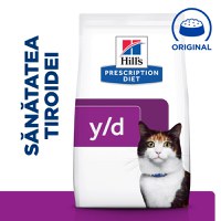 HILL'S Prescription Diet y/d Thyroid Care, dietă veterinară pisici, hrană uscată, afecțiuni tiroidiene HILL'S Prescription Diet y/d Thyroid Care, dietă veterinară pisici, hrană uscată, metabolism ( obezitate si diabet), 1.5kg - 4