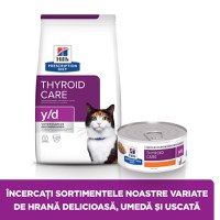 HILL'S Prescription Diet y/d Thyroid Care, dietă veterinară pisici, hrană uscată, afecțiuni tiroidiene HILL'S Prescription Diet y/d Thyroid Care, dietă veterinară pisici, hrană uscată, metabolism ( obezitate si diabet), 1.5kg - 10