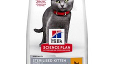 HILL'S Science Plan Kitten Sterilised, Pui, hrană uscată pisici junior sterilizate, 300g