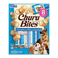 INABA Churu Bites, Pui cu Brânză, recompense fără cereale câini, pernute umplute, 12g x 8 - 1