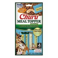 INABA Churu Meal Topper, XS-XL, Pui și Brânză, plic, tub recompense fără cereale câini, (piure), 56g - 1