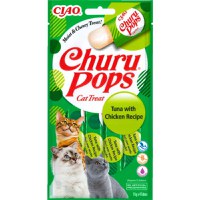 INABA Churu Pops, Ton și Pui, punguță recompense fără cereale pisici, (topping), 60g - 1