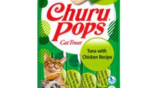 INABA Churu Pops, Ton și Pui, punguță recompense fără cereale pisici, (topping), 60g