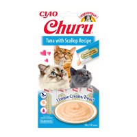 INABA CIAO Churu Pure, Ton și Scoici, recompense lichide lichide fara cereale Pisici, topping cremos, 14g x 4 - 1